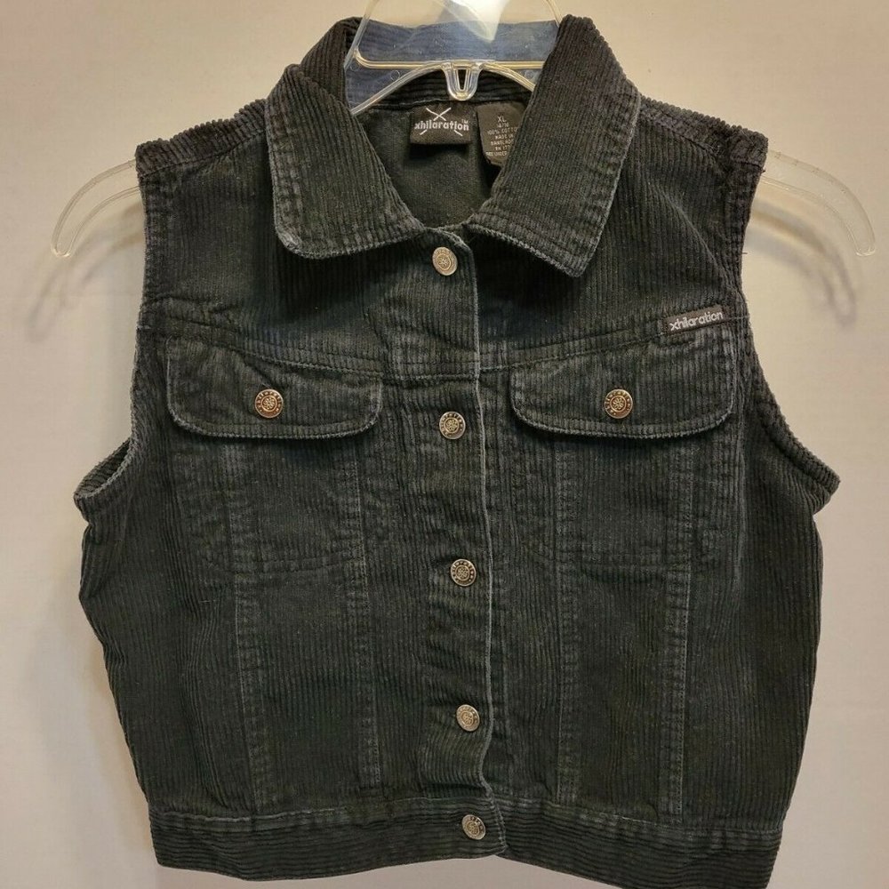 Xhiliration Girl's Corduroy Vest Black Size XL